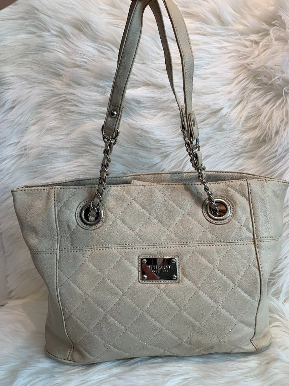 Nine West Tan Caryall Bag with Quilted Design